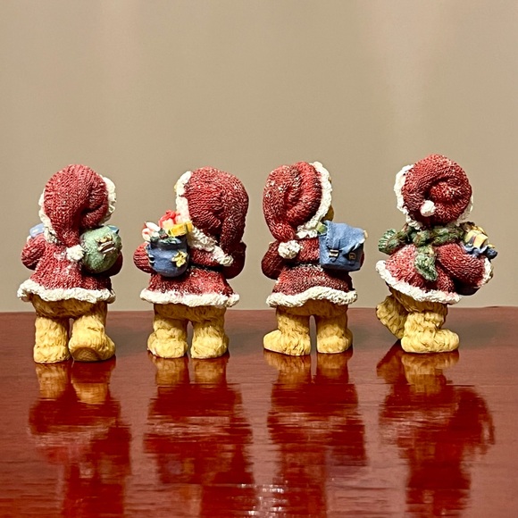 Vintage Home Interiors Christmas Santa Teddy Bear Figurines Textured Set of 4 - Picture 4 of 6